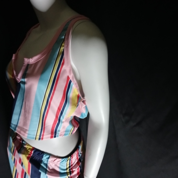 🖤2 Pc Color Stripe Skirt Set🖤 Women's 2 Pc - Picture 6 of 7